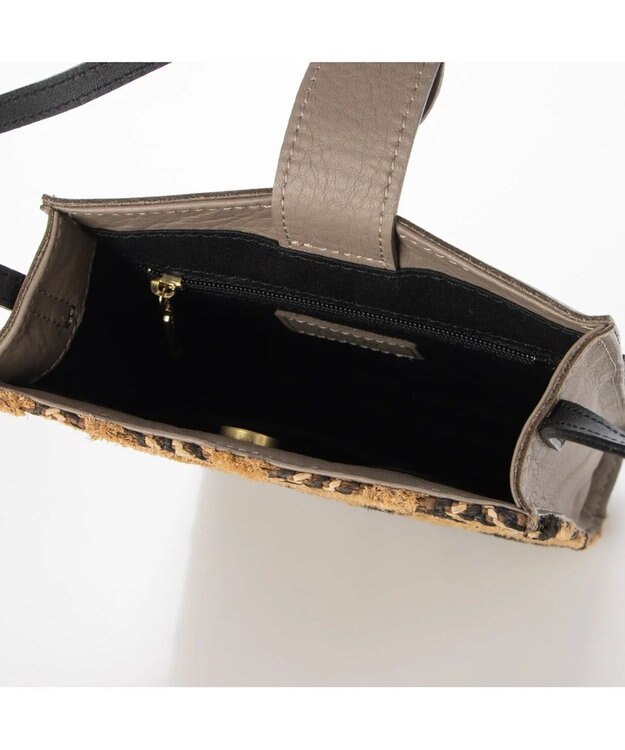 UNBILLION perche クバ布×姫路レザーミニショルダー ミックスビー