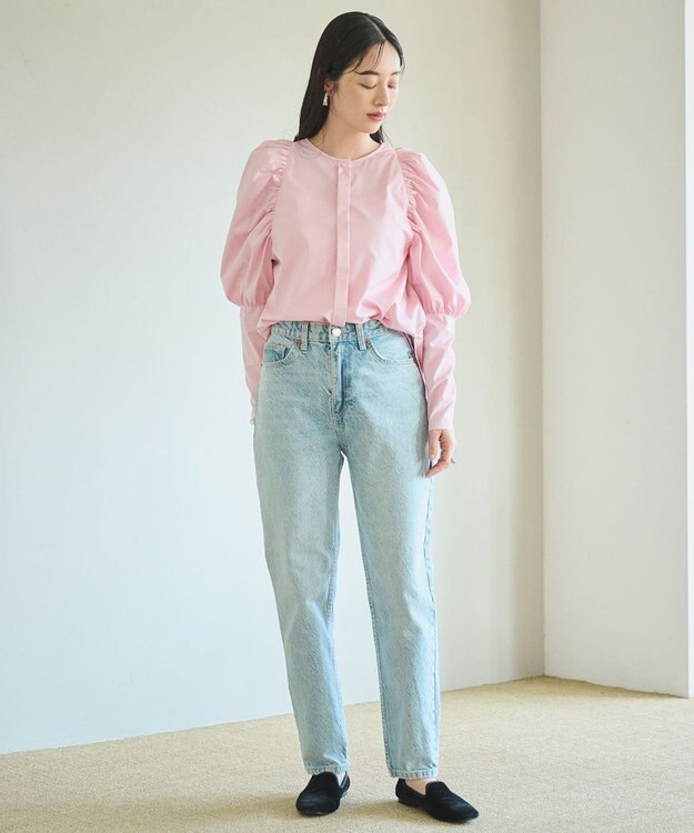 #Newans 【アイロンいらず】ジュリエットスリーブブラウス ピンク