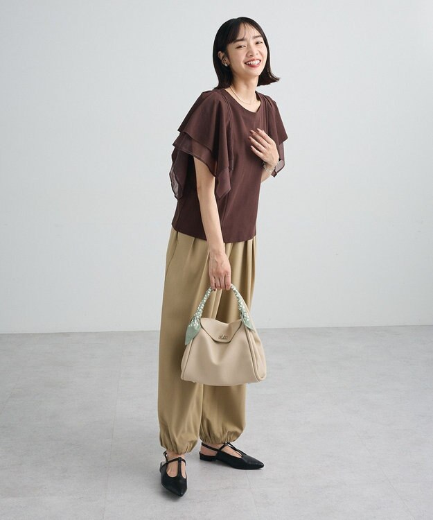 Green Parks イレギュラースリーブカットプルオーバー Brown