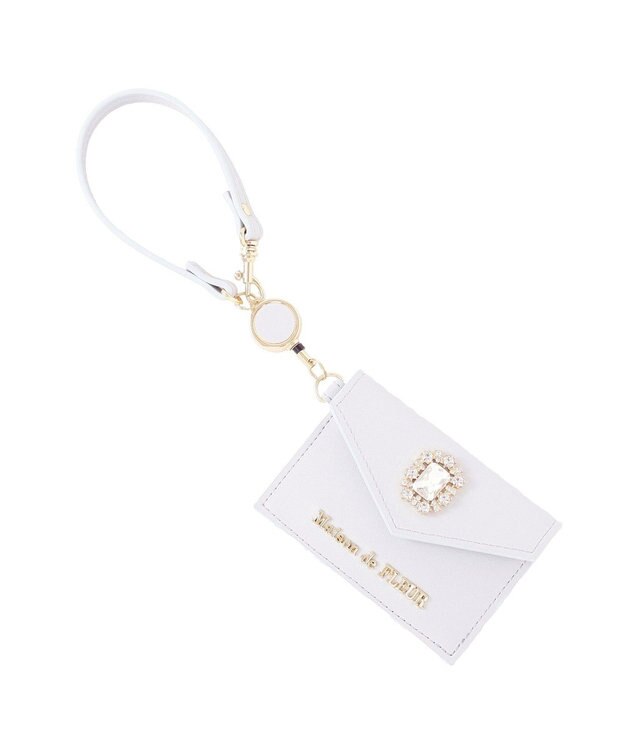 Maison de FLEUR リール付きビジューカードポケットパスケース Sax