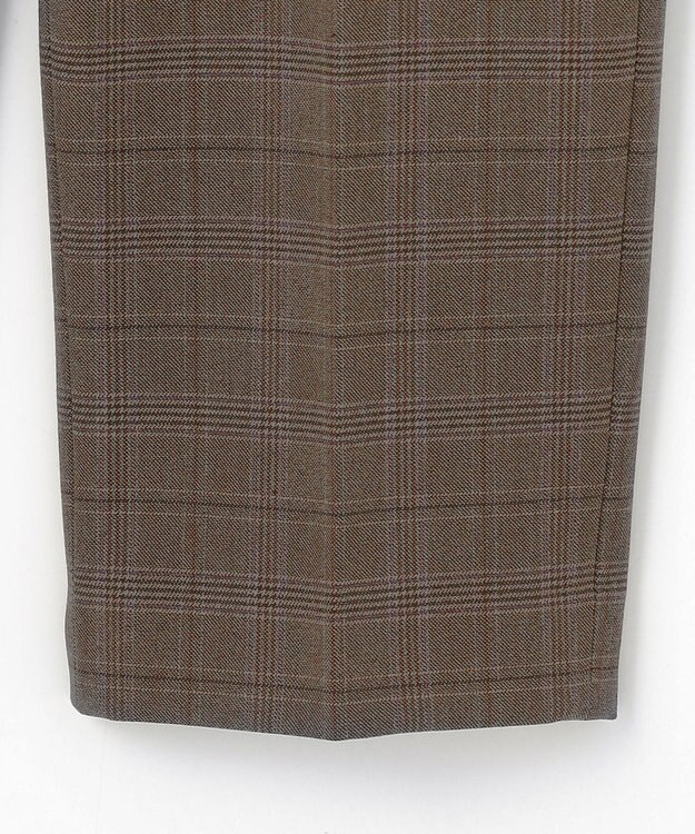 J.PRESS LADIES L 【洗える】T/Rアルガンシルクチェック テーパード パンツ ブラウンチェック系