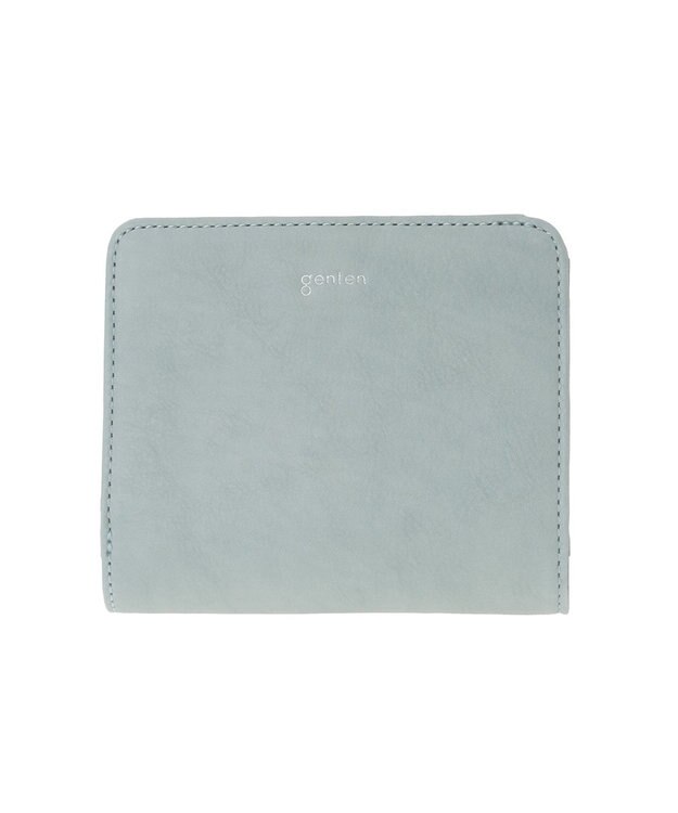 genten ピア Lファスナー二つ折り財布 ライトブルー