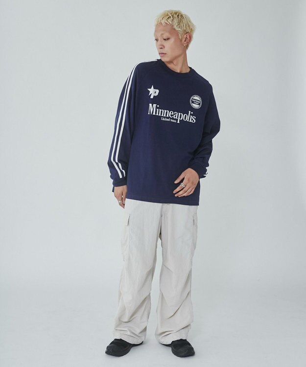 WEGO 【ユニセックス着用ITEM】ラインゲームロゴT（LS） ネイビー