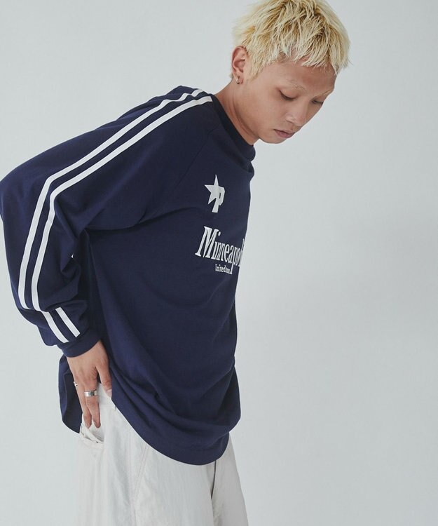 WEGO 【ユニセックス着用ITEM】ラインゲームロゴT（LS） ネイビー