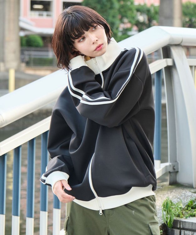 WEGO 【ユニセックス着用ITEM】ライントラックジャケット ブラック