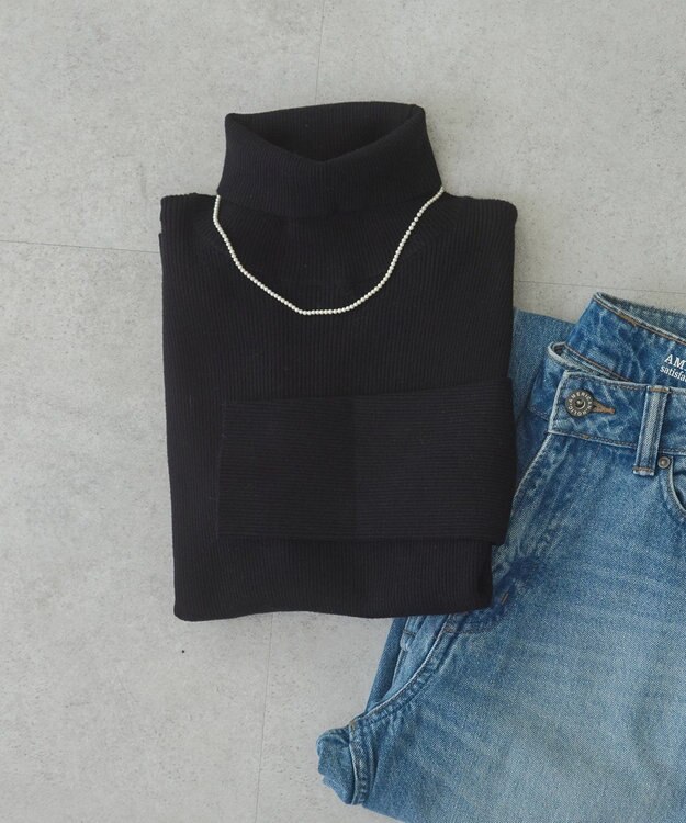 AMERICAN HOLIC バイパチリブタートルネックニットプルオーバー Black