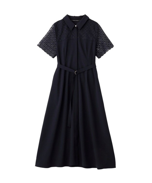 YECCA VECCA レース切替ワンピース Navy