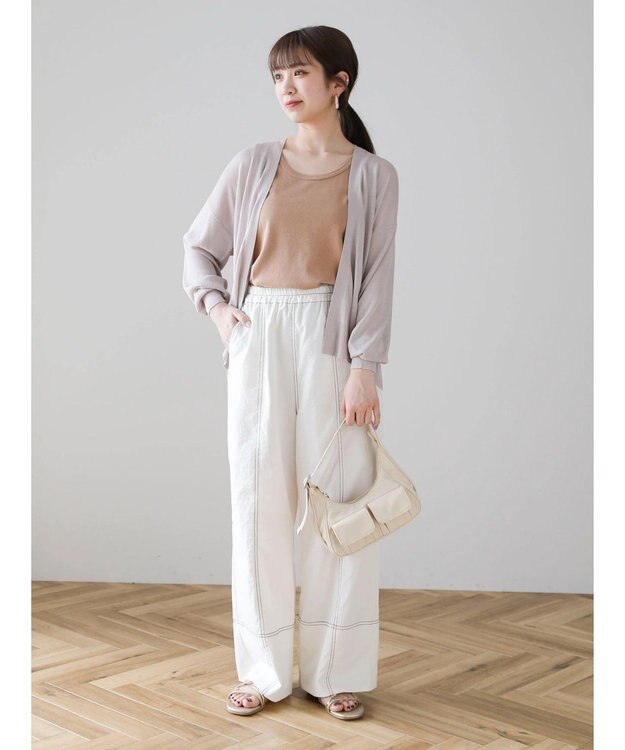 Green Parks 接触冷感　推しニット　ゆったりカーディガン Light Gray