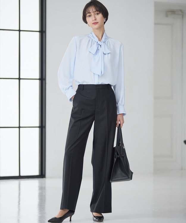 23区 L 【セットアップ着用】ファインネスウール ワイド パンツ ブラック系