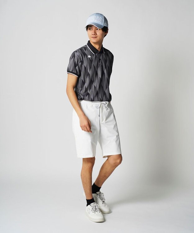 FILA GOLF／marie claire 【Kappa】柄半袖ポロシャツ ブラック