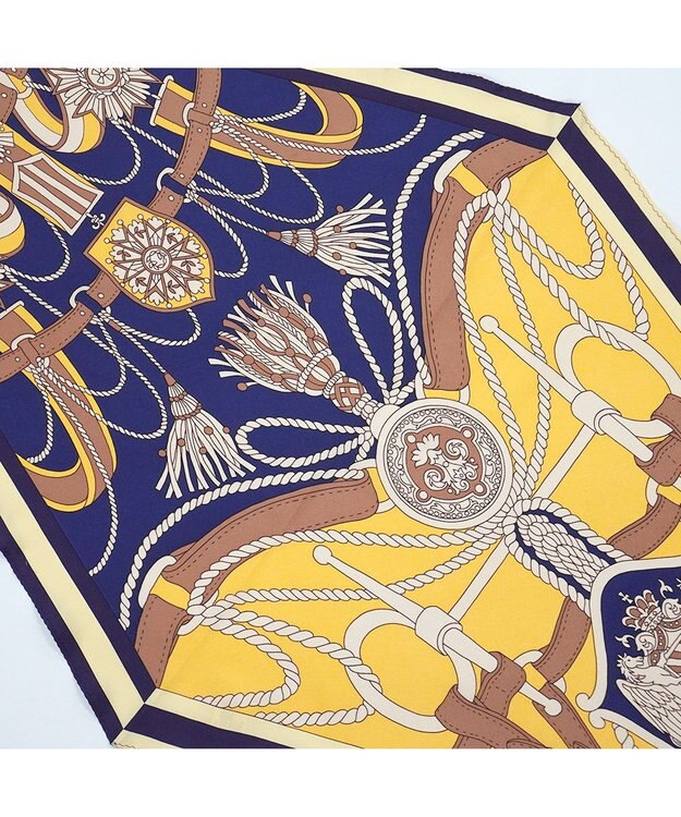 Marca 【Marcaオリジナル】バイカラーベルト シルクツイル 菱形スカーフ イエロー×ブルー