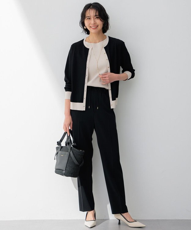 23区 【新色追加/洗える】2WAYストレッチツイル ドロスト パンツ ブラック系