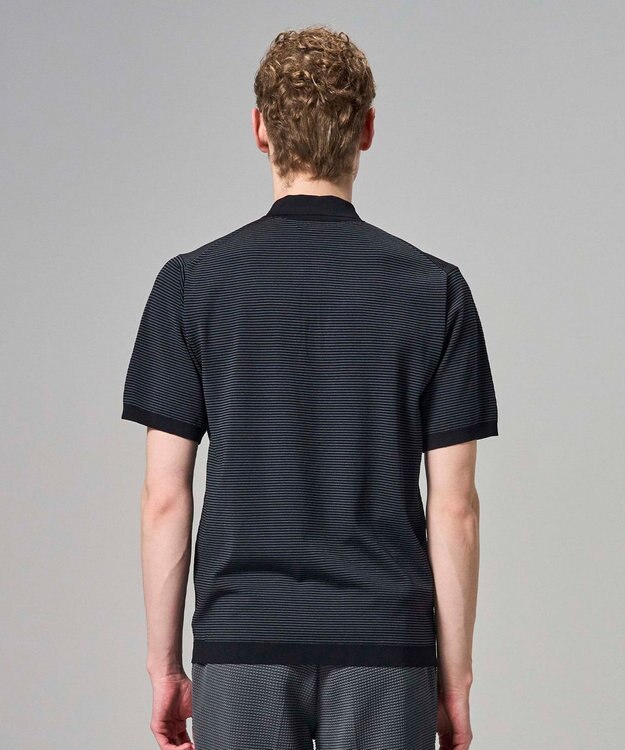 JOSEPH HOMME 【新柄】リュクスレーヨンボーダー　ポロニット グレー系1