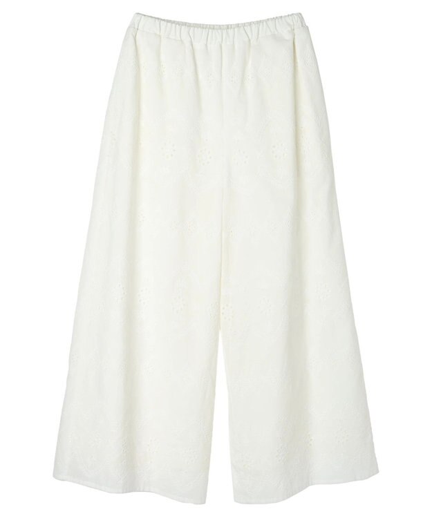 Green Parks ■ＥＳＣＡＲ　ローン刺繍フレアパンツ Off White