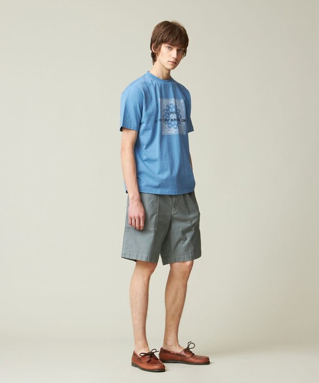 J.PRESS MEN ペイズリーバンダナプリントTシャツ ダルブルー系