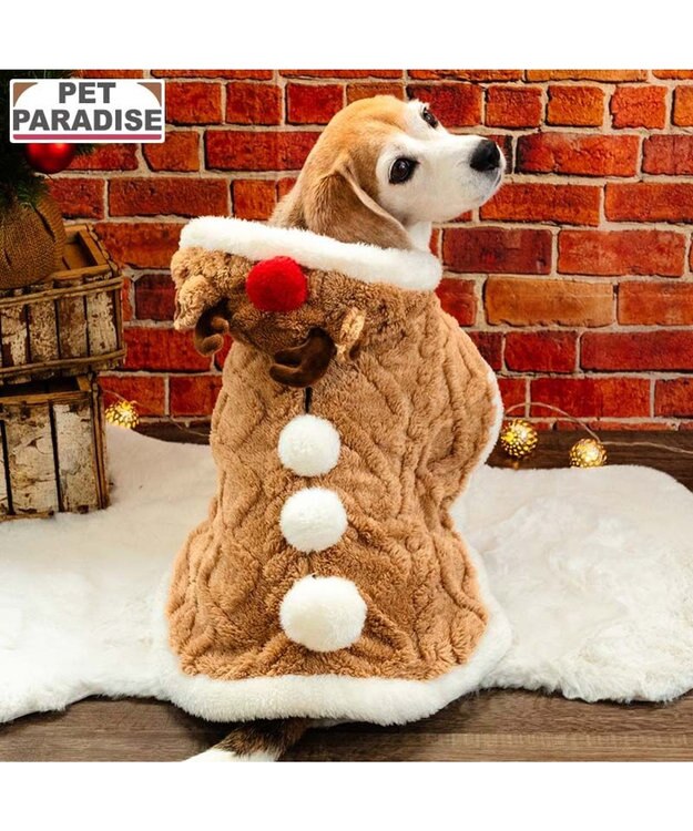 PET PARADISE ペットパラダイス トナカイ ポンチョ 2025 中型犬 大型犬 ライトブラウン