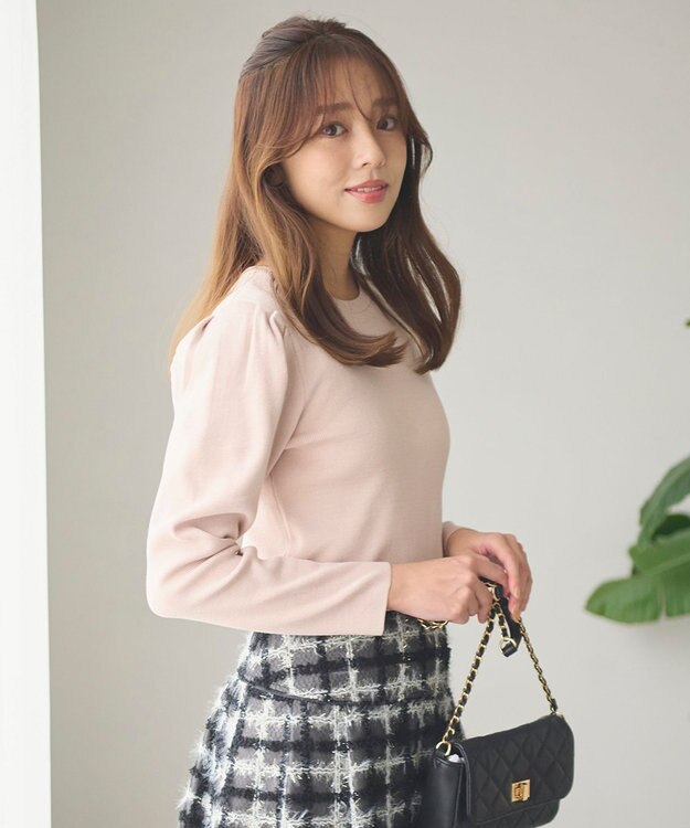 Feroux 【洗える】パワショル ニットプルオーバー ベージュ系