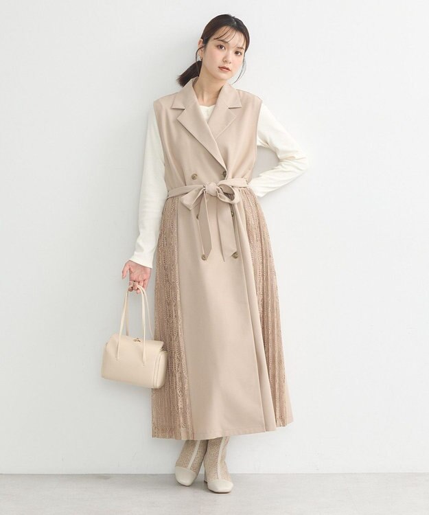 earth music&ecology サイドレースジレンチ Beige