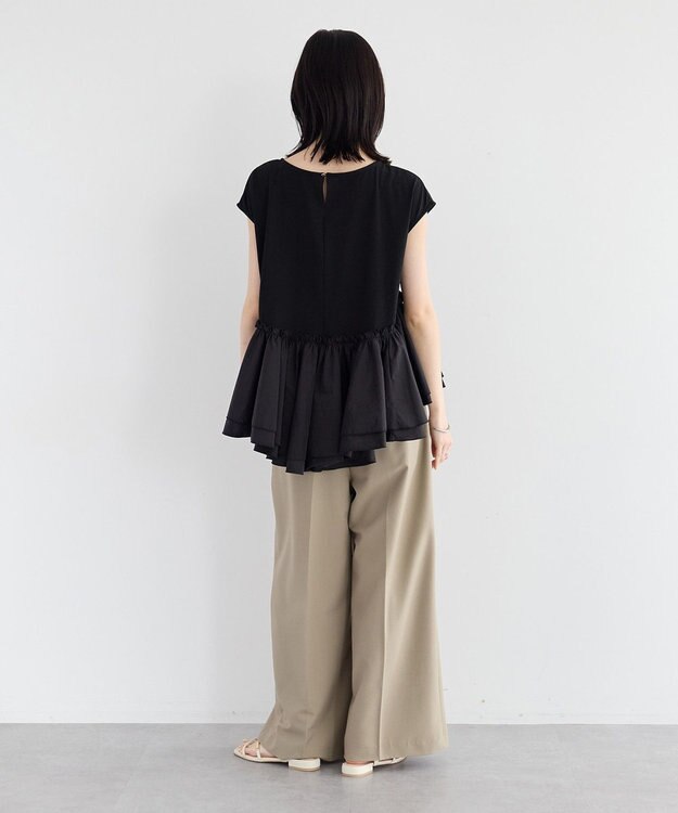 YECCA VECCA アシメペプラムカットソー Black