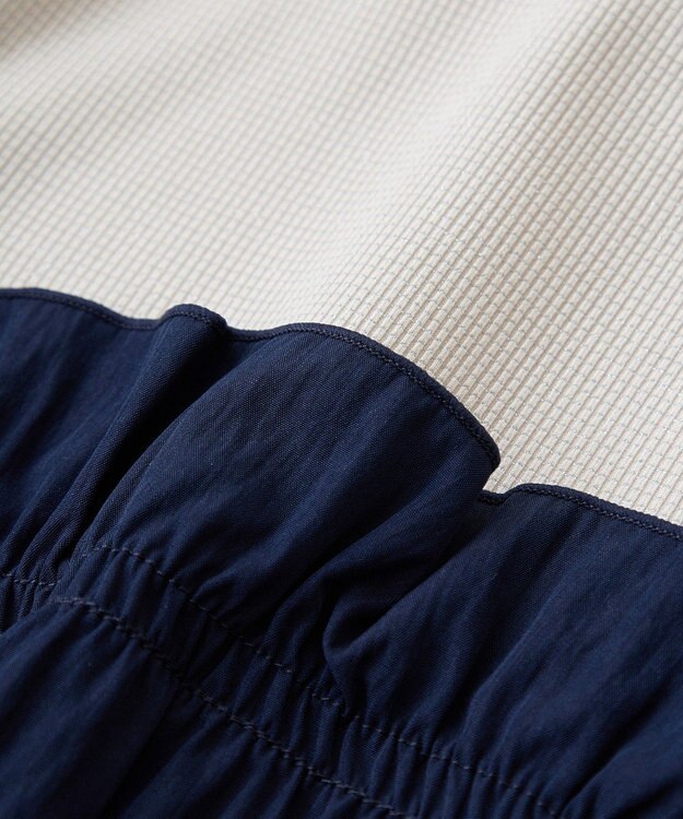 Green Parks ラメリブペプラムドッキングワンピース Beige