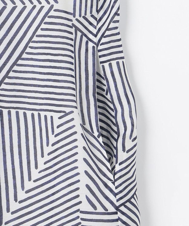 自由区 【洗える・XSサイズあり】モザイクラインプリント ワンピース ネイビー系6