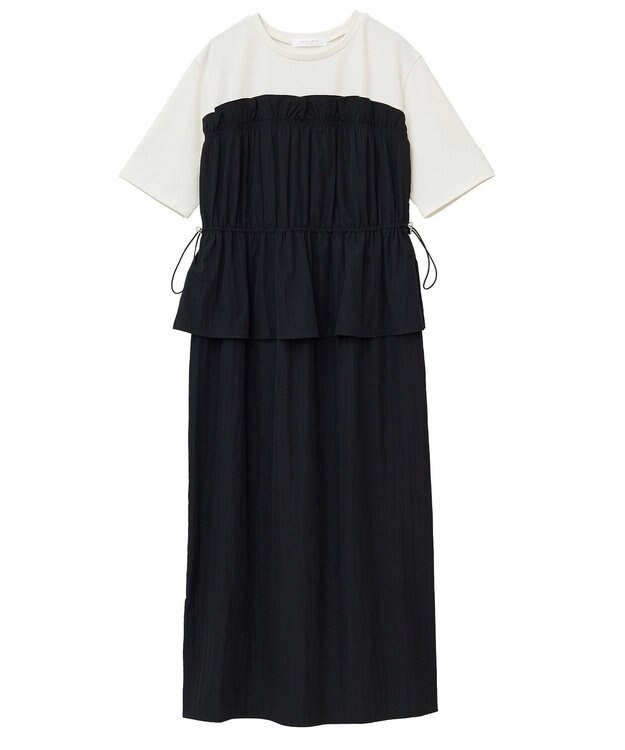 Green Parks ラメリブペプラムドッキングワンピース Beige