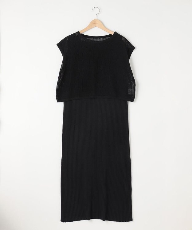 SHARE PARK LADIES 【セットアイテム】レーヨンナイロンニットワンピース ブラック系