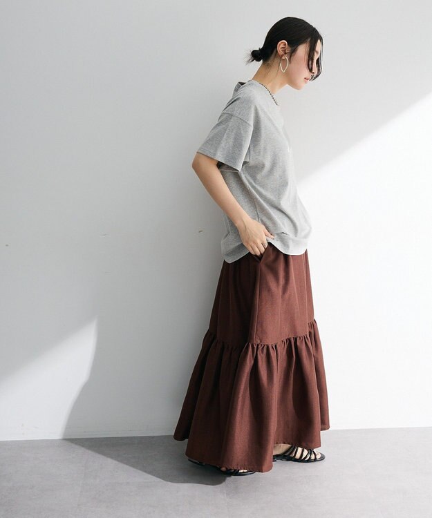 Green Parks ・ＥＬＥＮＣＡＲＥ　ＤＵＥ　リネンライクティアードスカー Brown