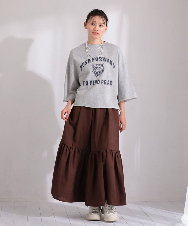 Green Parks ・ＥＬＥＮＣＡＲＥ　ＤＵＥ　リネンライクティアードスカー Brown