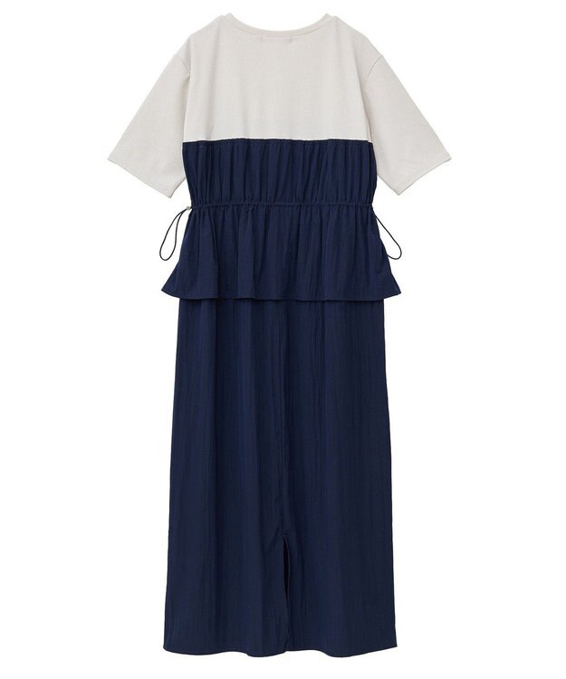 Green Parks ラメリブペプラムドッキングワンピース Beige