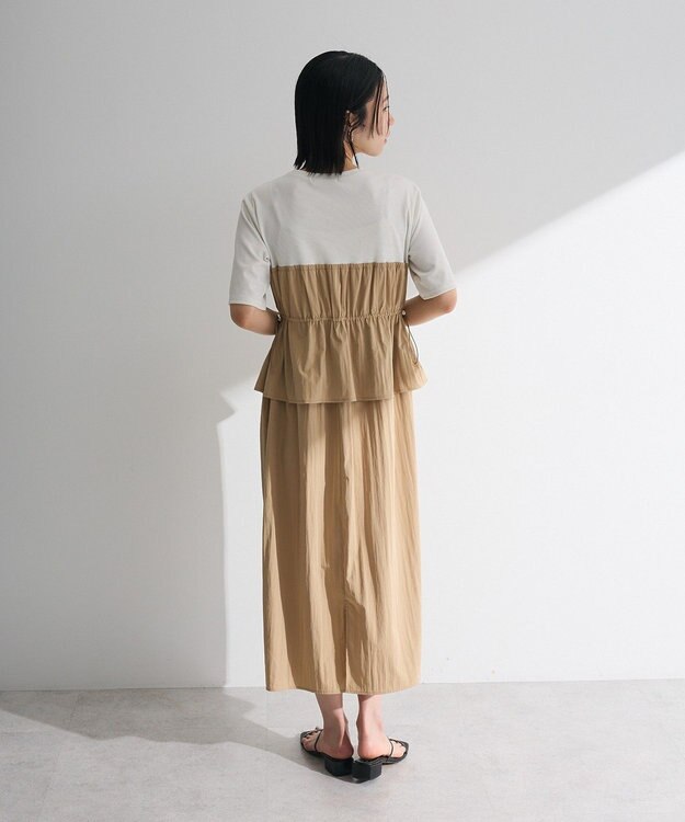 Green Parks ラメリブペプラムドッキングワンピース Beige