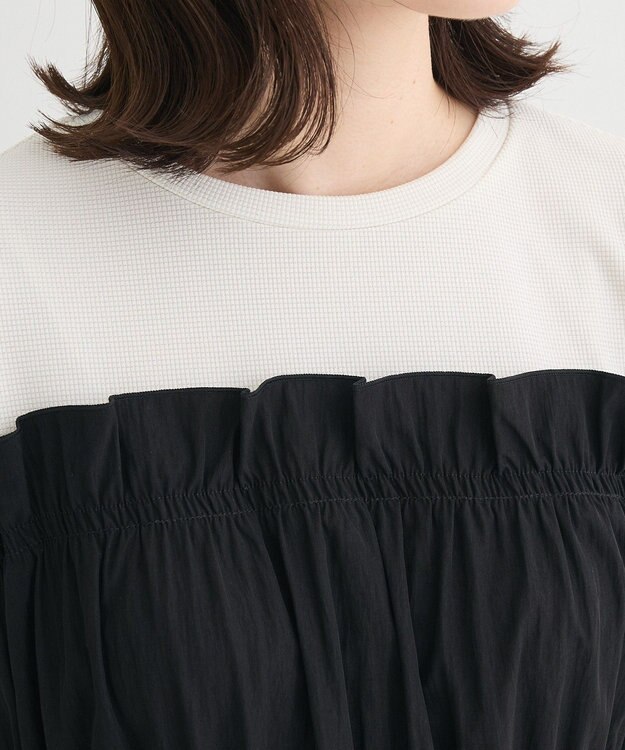 Green Parks ラメリブペプラムドッキングワンピース Beige