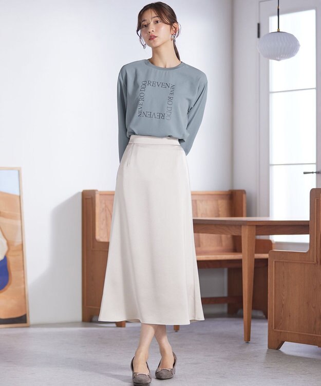 ANY SIS 【洗える】ジョーゼットロゴＴ ブラウス ミントグレー