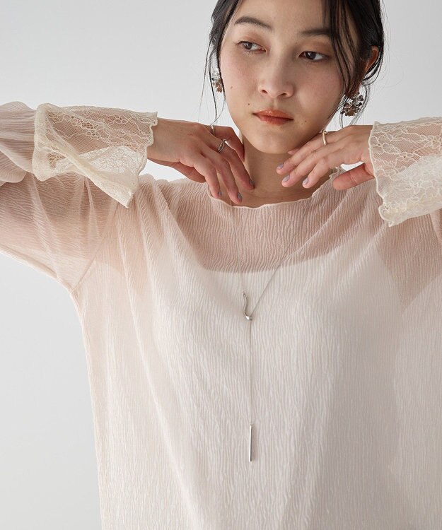 YECCA VECCA 袖レースシアートップス Ivory