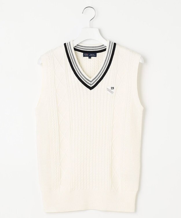 23区GOLF 【MEN】コットンブレンド ニットベスト ホワイト系