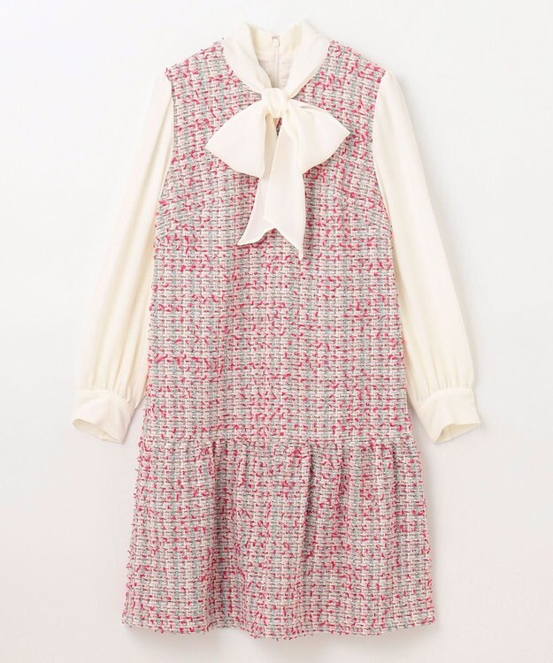 GRACE CONTINENTAL ツイードコンビワンピース ピンク