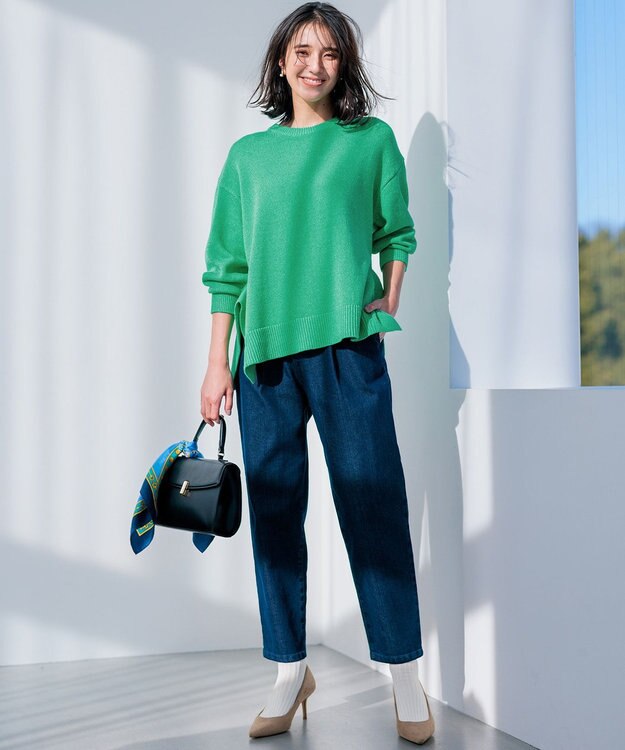 組曲 SOBANEラメプルオーバー ニット グリーン系