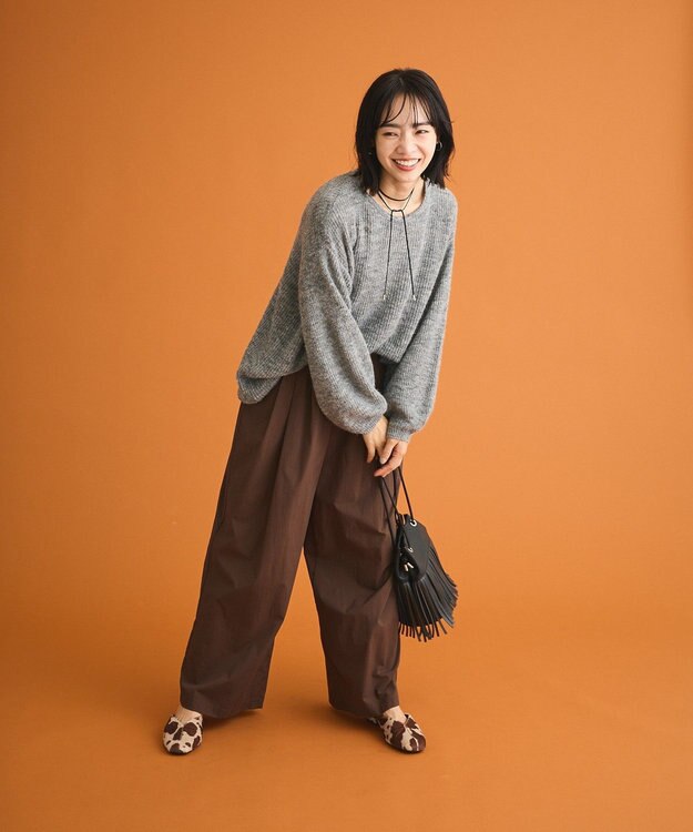 Green Parks シアーゆったりニットプルオーバー Gray