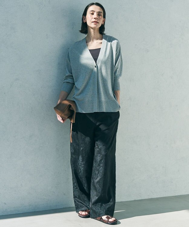 UNFILO 【ウエストゴム】ボタニカル エンブロイダリー パンツ ブラック