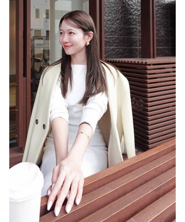 Green Parks フレアニットワンピース White