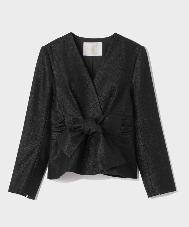 GRACE CONTINENTAL ラメWOOLボウジャケット ブラック