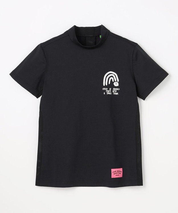 PW CIRCULUS 【WOMEN】メッシュコンビ モックネックT ゴルフウェア レディース ブラック系