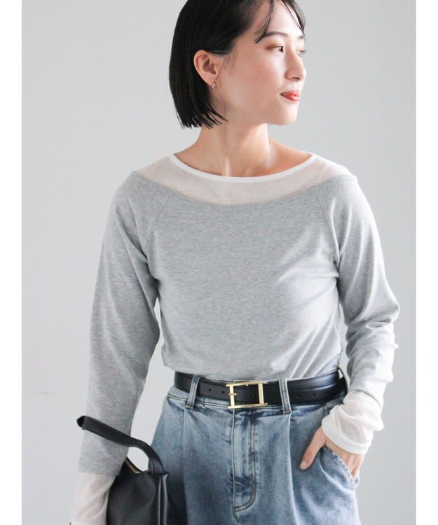 Te chichi レイヤードテレコトップス グレー