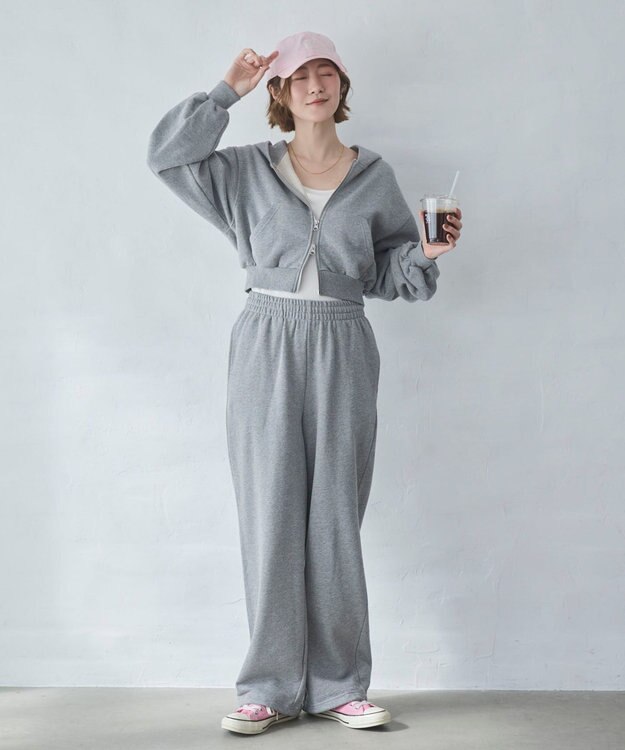 WEGO 【ウエストゴム/XSSMサイズ展開】スウェットワイドパンツ グレーその他