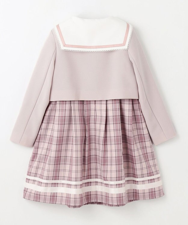ANY KIDS 【2点セット】セーラージャケット+チェックワンピース ピンクベージュ