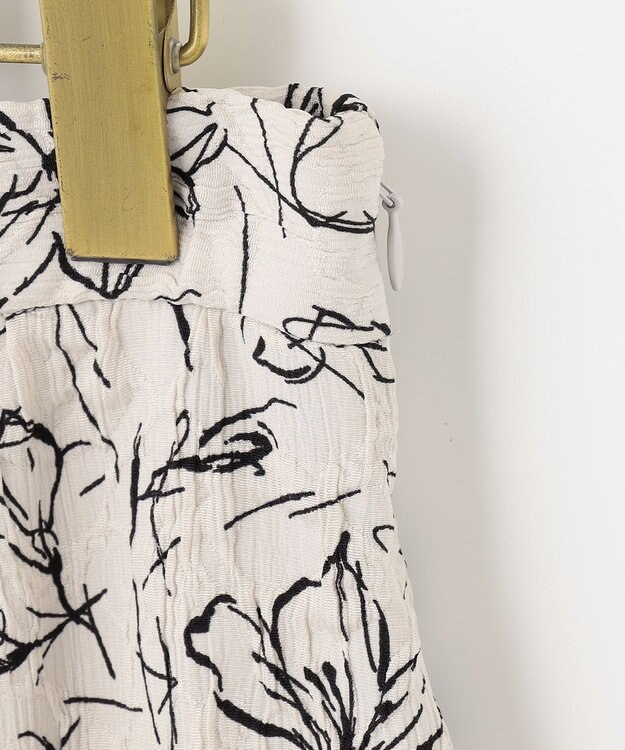 ANY SIS 【洗える】フラワーフクレジャカード スカート アイボリー×ブラック