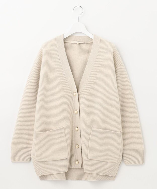 自由区 L 【洗える】ウールカシミヤブレンド Vネックカーディガン ベージュ系