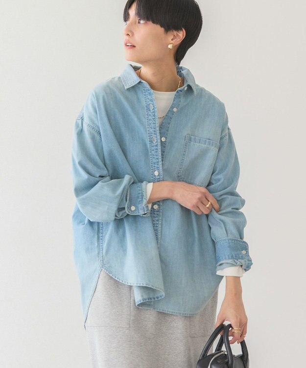 AMERICAN HOLIC バックタックオーバーシャツ Light Indigo