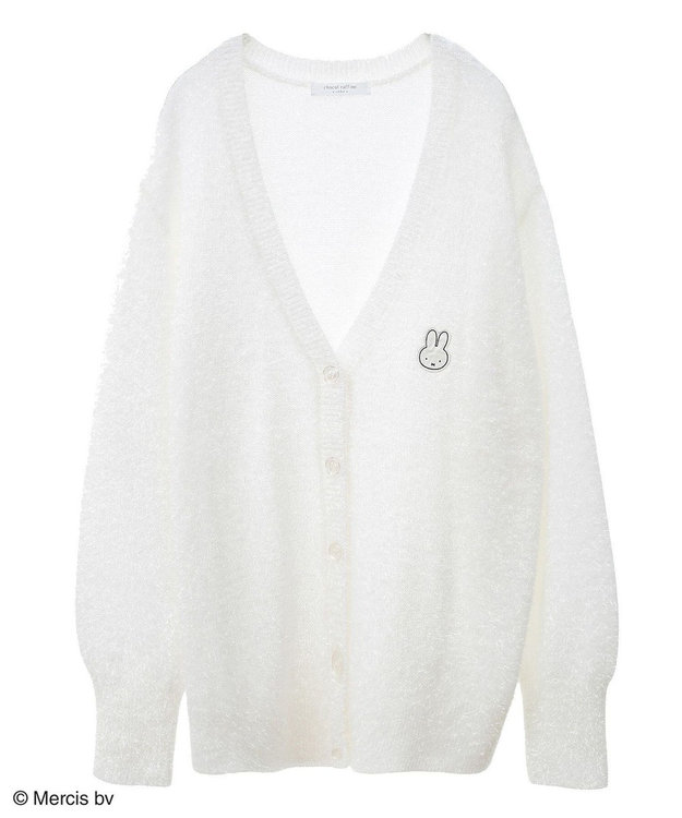 Green Parks Ｍｉｆｆｙ／ワンポイントシャギーニットカーディガン White
