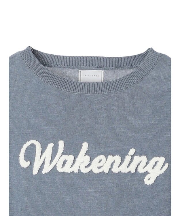 Green Parks さがら刺繍入りニットプルオーバー Sax